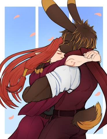 Sabastian and Haleek hugging.