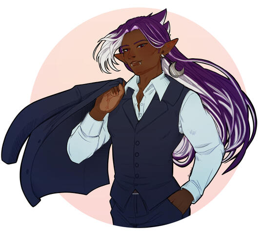 Kuro wearing a suit.